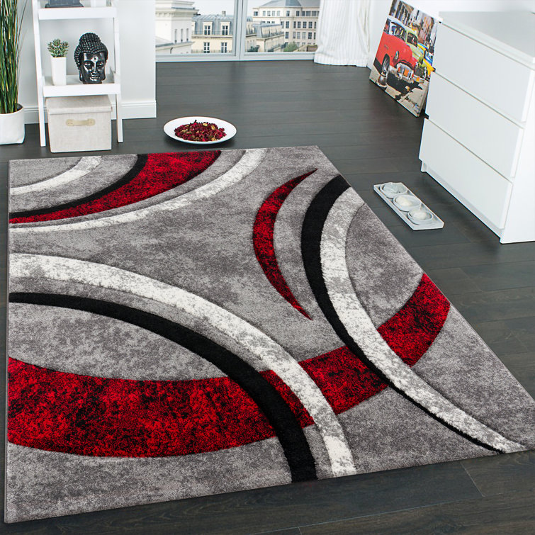 Zipcode Design Hailee Abstract Machine Woven Flatweave Grey/Red/Black